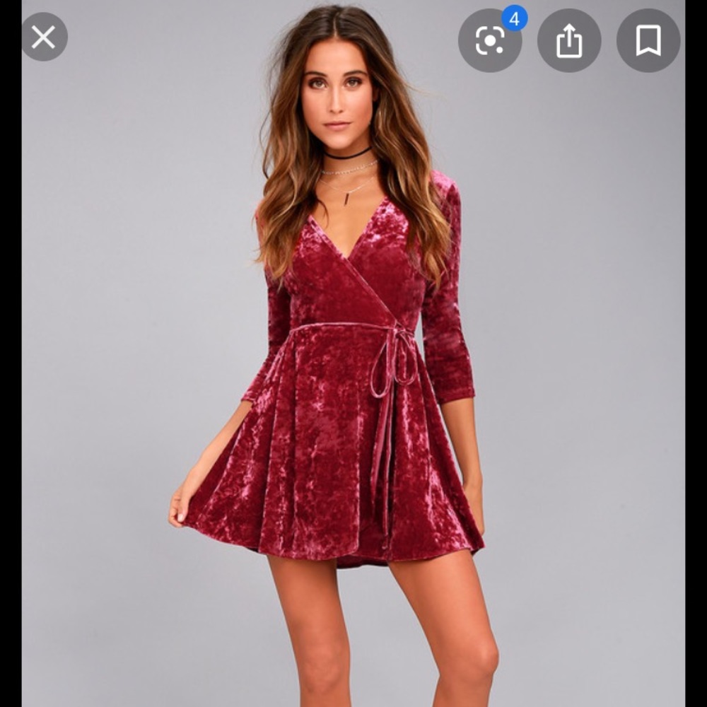 Lulu’s Red velvet wrap dress